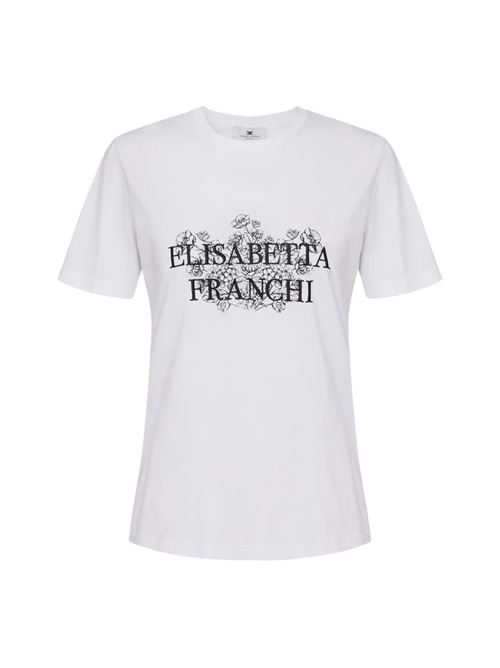 T-shirt c/stampa e ricamo bianca Elisabetta Franchi | MA00351E2270